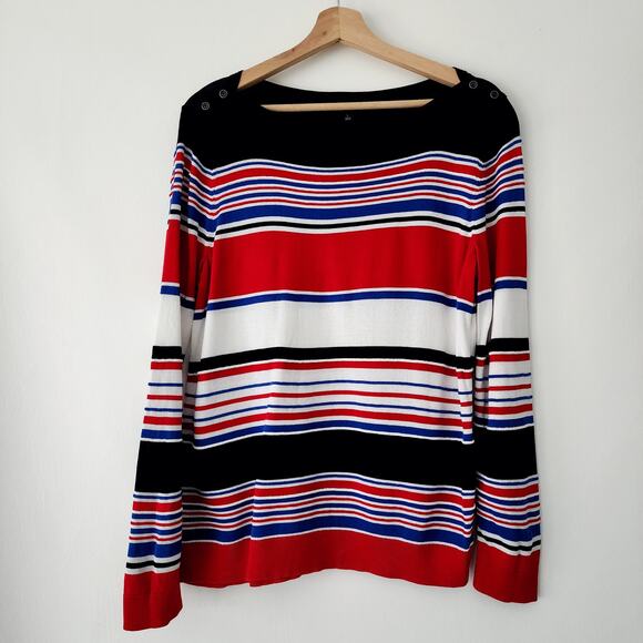 Talbots‎ red blue white striped light weight sweater womens size L - Picture 1 of 7